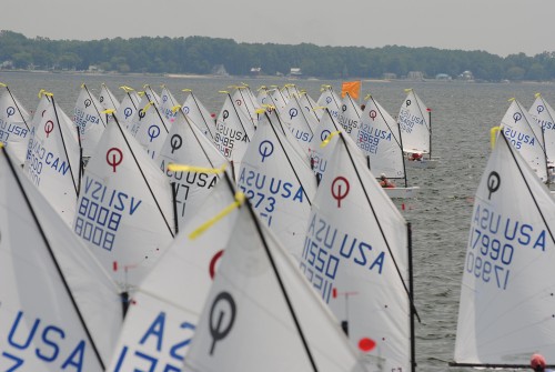 Optimist Sails at Start during the 2010 USODA Layline Nationals