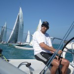 Travis sailing upwind at the start of Race 5 at Key West Race Week 2011