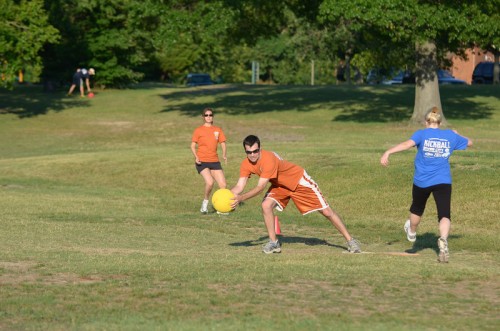 Parks catching a ball on first