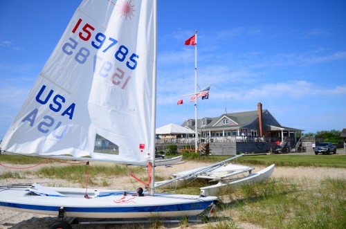 Laser in front of Sayville Yacht Club