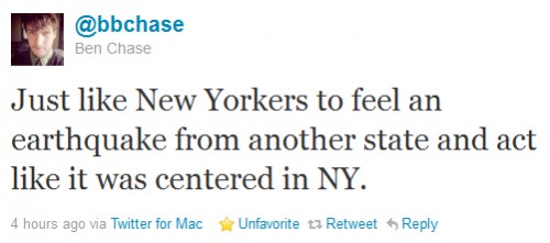 Just like New Yorkers to feel an earthquake from another state and act like it was centered in NY.