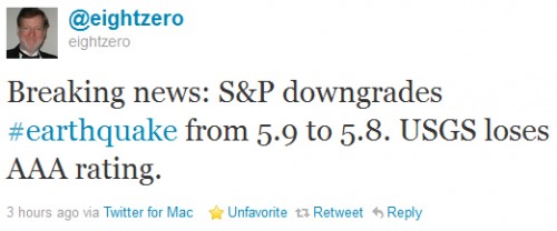 Breaking news: S&P downgrades #earthquake from 5.9 to 5.8. USGS loses AAA rating.