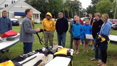 Mike Toms teaching a Laser Clinic at Fishing Bay Yacht Club